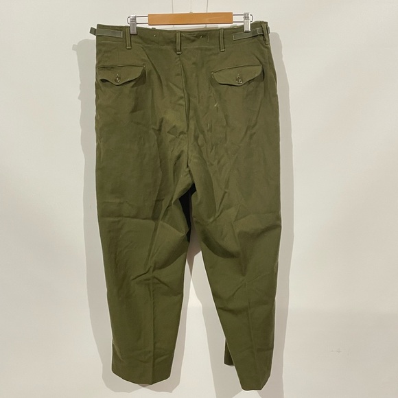 1980'S US Military Issue Wool Trousers, Made in USA, Men's Size W33 (approx.), Vintage wool Khaki type sage green Vintage Second Hand main image 1